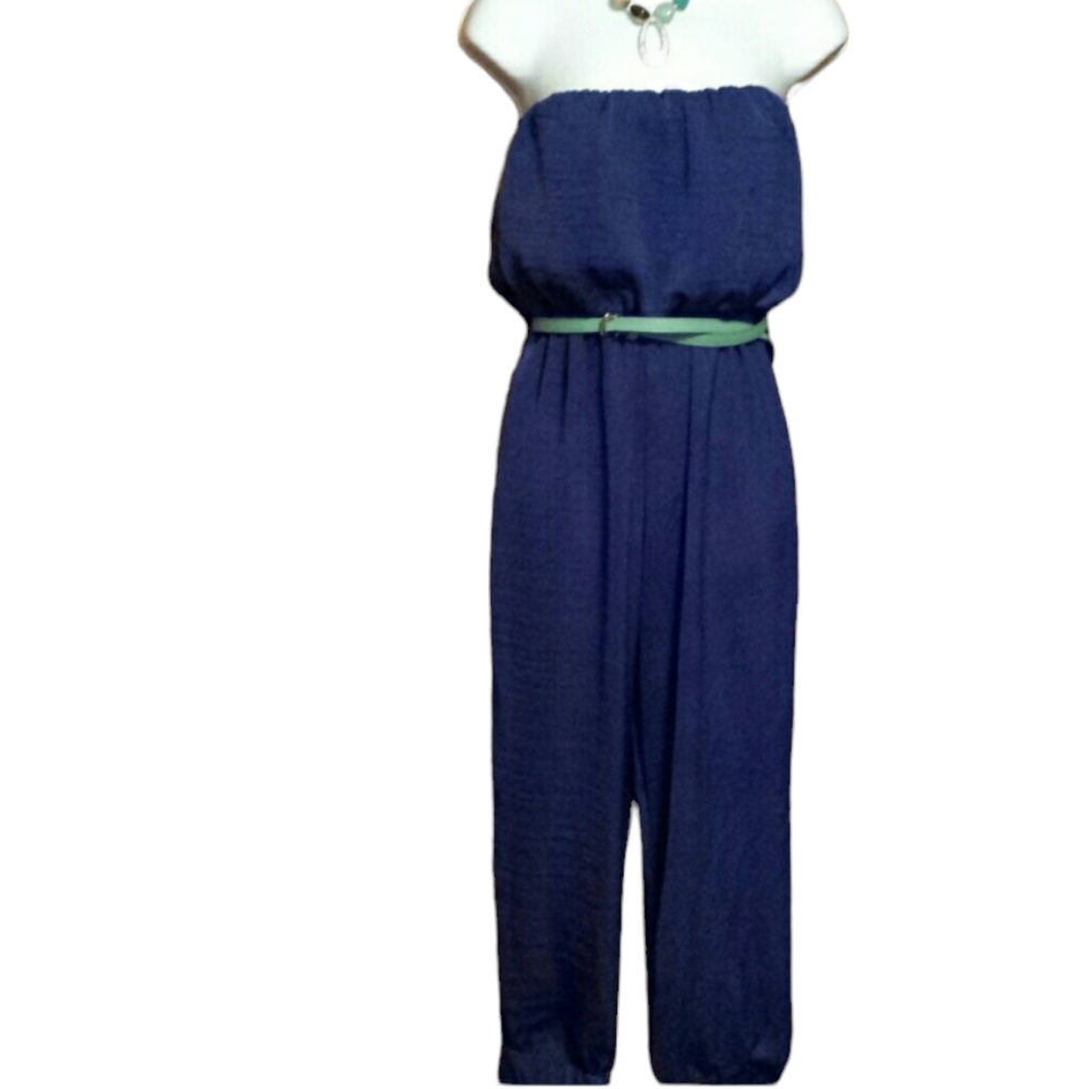 Strapless Harem Style Royal Blue Jumpsuit sz Small
